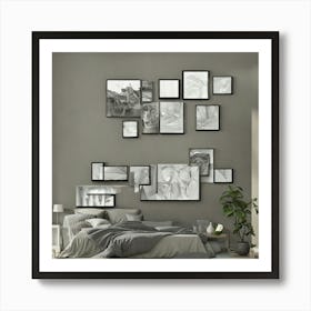 Bedroom With Framed Pictures 3 Art Print