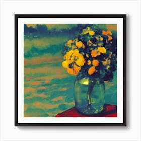 Yellow Pansies In A Vase Art Print