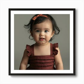 Baby Girl In Brown Dress Art Print