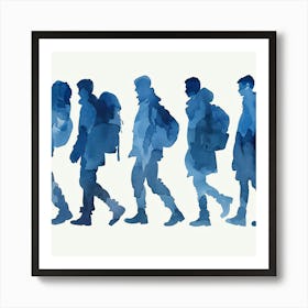 Silhouettes Of People Walking Art Print