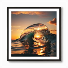 Sunset Ocean Wave Art Print