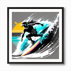 Surfer Riding A Wave 1 Art Print