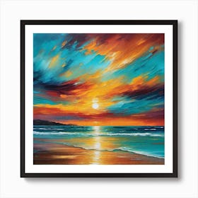 Sunset On The Beach 1070 Art Print