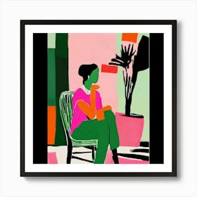 Portrait Of A Woman Sitting In A Chair Art Print