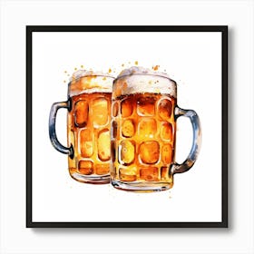 Two Mugs Of Beer 2 Art Print