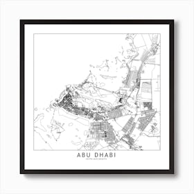 Abu Dhabi White Map Square Art Print