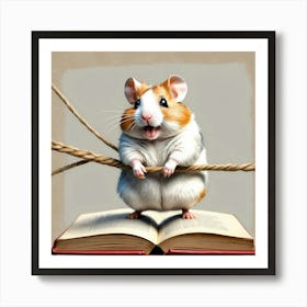 Hamster On Rope Art Print