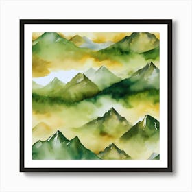 Watercolor Mountains Art Print