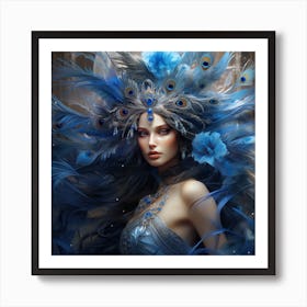 Blue Peacock Art Print