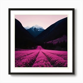 Pink Flowers In The Mountains Art Print