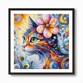 Colorful Cat Painting Art Print