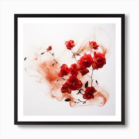 Red Roses In Smoke Art Print