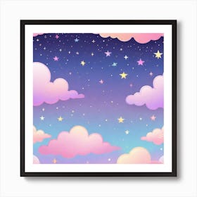 Sky With Twinkling Stars In Pastel Colors Square Composition 9 Art Print