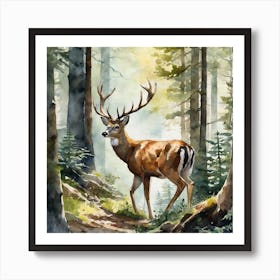 Deer In The Woods 76 Art Print