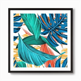 Tropical Leaves Seamless Pattern Art Print