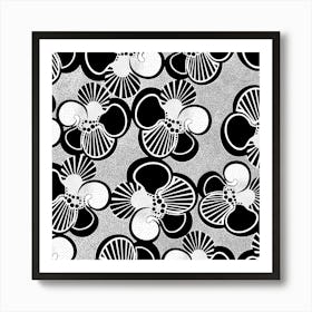 Kaleidoscopic Flowers Black Art Print