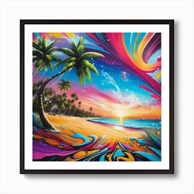 Sunset Beach Painting 1 Art Print