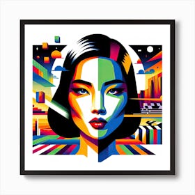 Colourful Abstract Asian Woman Art Print
