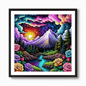 Roses In The Mountains 1 Art Print