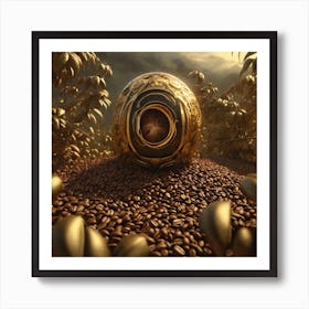 Golden Coffee Bean Art Print