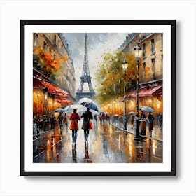 Paris Street Rainy Day Painting (5) Art Print