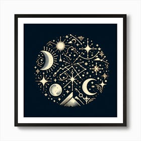 Moon And Stars 1 Art Print