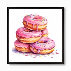 Stack Of Strawberry Donuts 2 Art Print