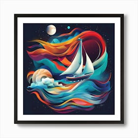 Sailboat In The Sea Art Print