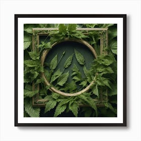 Frame With Green Leaves 8 Art Print