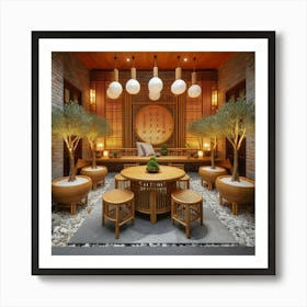 Dining room in Japanese design Art Print