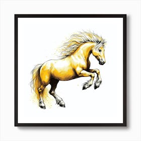 Golden Horse jumping Art Print