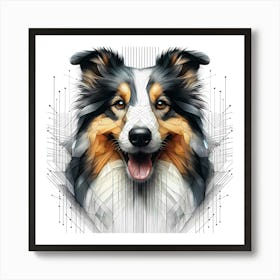 Collie - Abstract Line Art Illustration 292 Art Print