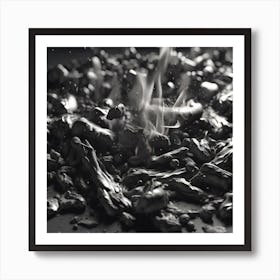 Black And White Image Of Burning Coal Art Print