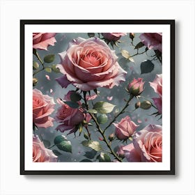 Pink Roses Wallpaper 1 Art Print