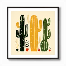 Rizwanakhan Simple Abstract Cactus Non Uniform Shapes Petrol 37 Art Print