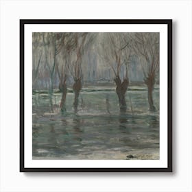 Flood Waters, Claude Monet Square Art Print