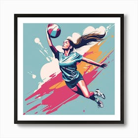 Volleyball Player Jumping Art Print