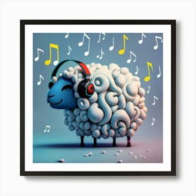 Sheep With Music Notes Art Print