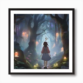Anime Girl In The Forest Art Print