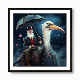 Old Man On Ostrich 1 Art Print