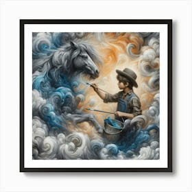 Boy And A Horse Art Print