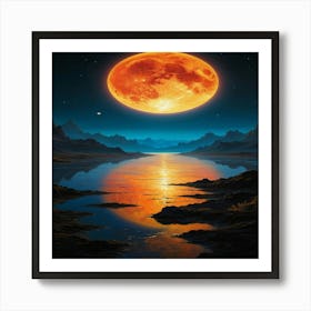 Full Moon Over Water 1 Art Print