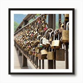 Padlocks On A Bridge Art Print