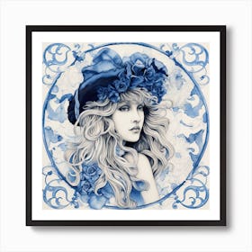 Stevie Nicks Delft Tile Illustration 1 Art Print