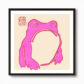 Pink Grumpy Frog Art Print