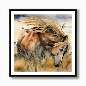 Horse In The Grass Art Print