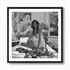 Girl On A Bed Art Print