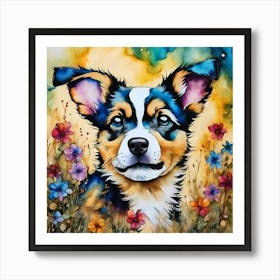 Australian Shepherd Painting Art Print