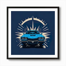 Car Blue Artwork Of Graphic Design Flat (80) Art Print