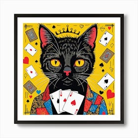 Playing Cards Cat Art Print